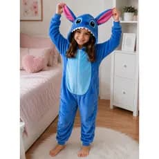 Macacão Peluciado Stitch em Fleece - fantasia, pijama kigurumi para bebês e crianças