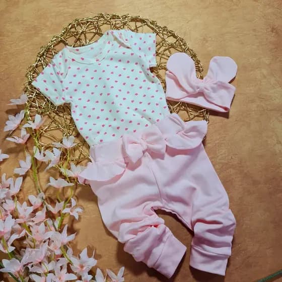 Conjunto Cotton Meia Estação Corações