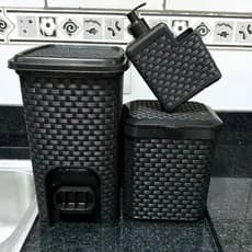 Conjunto Cozinha Lixeira de Pia 05 litros+ Porta Detergente+ Lixeira 07 litros
