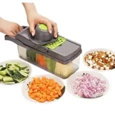 Fatiador de Legumes e Alimentos 8 em 1 - Cortador Descascador de Cenoura, Batata, Frutas - 12 Peças