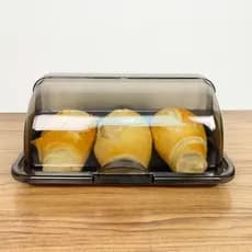 Porta-Pão de Plástico com Tampa Transparente – Conserva Pães Frescos – Ideal para Pão Francês, Pão de Forma e Assados