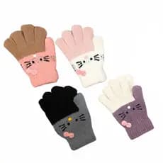 Kit 2 Pares de Luvas Feminina De Gatinho Inverno Cor Tamanho Menina Frio Lã