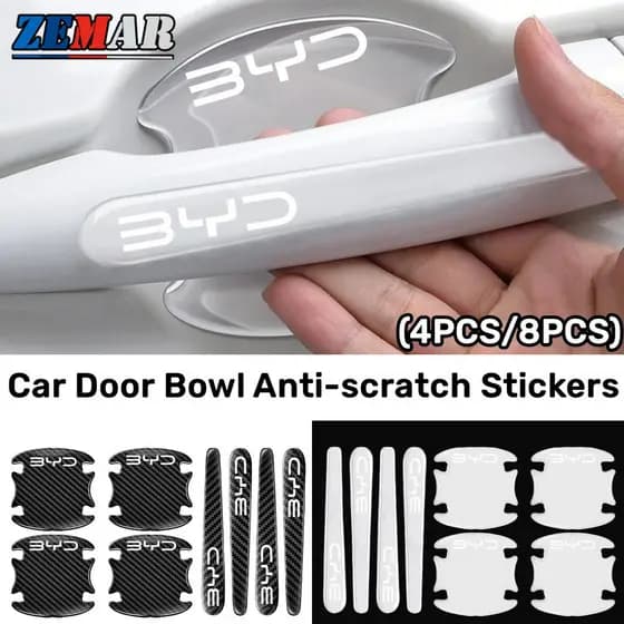 4/8Pcs BYD Autocolante Transparente Para Porta De Carro Anti-Riscos Versão Espessada Textur De Fibra De Carbono Atto 3 Y