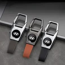 Chaveiro de Metal e Couro de Alta Qualidade com Fecho de Fivela para Carros Hyundai, Motocicletas, Creta, Accent, Venue