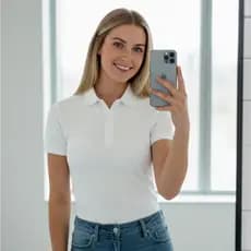 Camisa Polo Feminina Secretária Malha Gelada Baby Look Trabalho Escritório