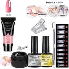 15ml Conjunto De 7 Peças De Poligel De Unhas Longas Adequado Para Melhoramento Das Solução Acrílica UV/LED Gel Sólido Arquitetônico Desenho De Arte Diamante Brilho Semi Permanente L