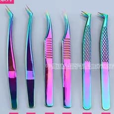 Pinças esteticista enxerto de cabelo dividido golfinho aço inoxidável borboleta pavão ferramenta de beleza curva direita