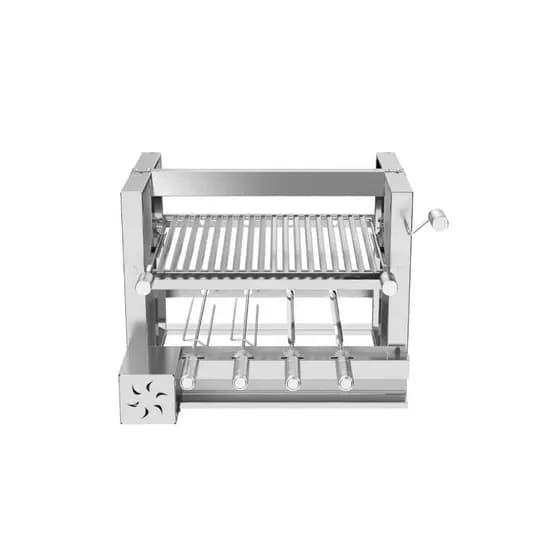 Grill Churrasqueira Inox Elevatória 4 Espetos e Motor
