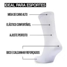 Kit 12 PARES MEIA LISAS GROSSAS CANO LONGO
