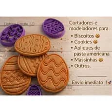 Kit 4 Cortadores e Marcadores no Tema Pascoa/ Ovos de Pascoa para Biscoitos e Pasta Americana