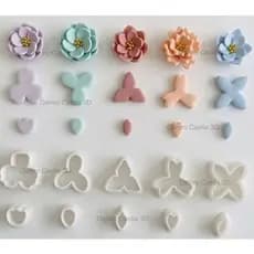 Kit 10 Mini Cortadores de Flores com Pétalas - Peças para Biscoito, Pasta Americana e Artesanato PLA