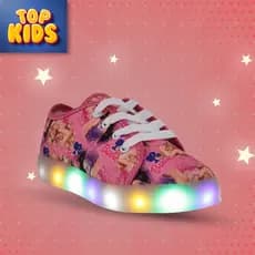 Tênis feminino infantil luzinha rosa led barbie