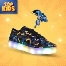 Tênis infantil masculino luzinha (Led) personagens batman
