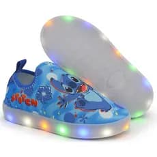 Tênis Infantil Led Fita Luzinha Personagens Lilo e Stitch Masculino Menino Escolar Unissex  Calce fácil Confortavel