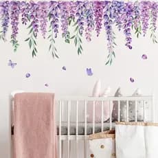 Planta Flor de Lavanda Adesivo de Parede Adesivo de Parede de Lavanda Adesivo de Fundo de Quarto Decoração de Parede