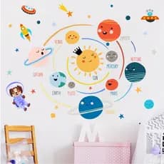 O Sistema Solar Crianças Adesivos De Parede Decalques Casca E Vara Removíveis Para Berçário Quarto Sala Estar