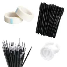 Kit Lash Designer 2 Rolos Micropore , 100 Microbrush Preto, 100 Escovinhas Preta, 100 Anel Flor