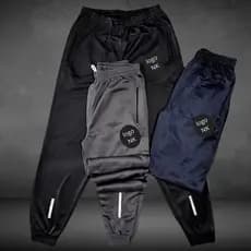 kit com 3 calças jogger masculina tecido chimpa peluciado inverno academia bolso zíper unissex M ao Plus