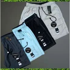 kit com 4 bermudas cargo bolso cinto academia praia street wear short masculino tactel elastic M ao G1 plus