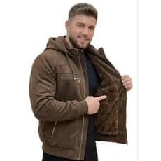 Jaqueta masculina sarja peluciada forrada casaco bobojaco inverno frio