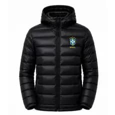 Jaqueta Puffer Masculina brasil Forrada Com Capuz Removível