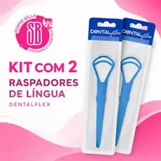 Kit 2 Raspadores de Língua Limpador Bucal Azul Dentalflex
