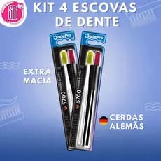 Kit com 4 Escovas de Dente JADEPRO Pro-Slim 5700 cerdas alemãs Extra Macia