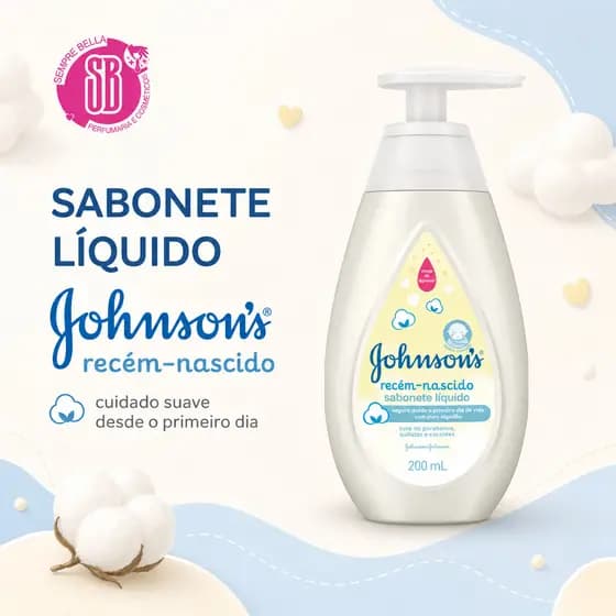 Sabonete Líquido Recém-Nascido Johnson’s Baby Puro Algodão 200ml