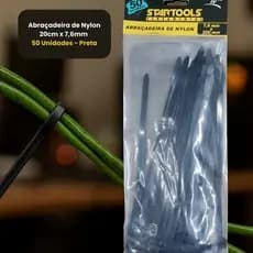Abraçadeira Nylon 20cmx76mm 50 Unidades Preta Resistente Durável Fixação Segura Organização Oferta Promoção