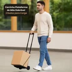 Carrinho Mão Dobrável Transporte Carga Duas Rodas Resistente Durável Portátil Prático Oferta Promoção