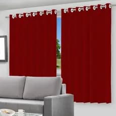 Cortina Blackout Vermelha Forro Duplo Voal Ilhós 280x260cm Bloqueio Luz Prática Moderna Oferta Promoção