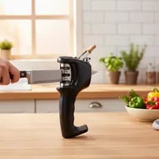 Afiador Faca 3 Estágios Durável Seguro Prático Moderno Ajuste Preciso Lâminas Profissional Cozinha Inox Oferta Promoção