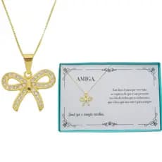 Presente Para Amiga Colar Feminino Folheado Ouro24k Luxo Brilho Tendencia Versátil Moderno Elegante