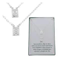 Presente Escapulário Tradicional Prata 925 Sagrado Coração de Jesus