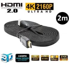 Cabo Hdmi 2 metros Ultra Hd 2160p 4k - Alta Qualidade Fio Traçado e Reforçado