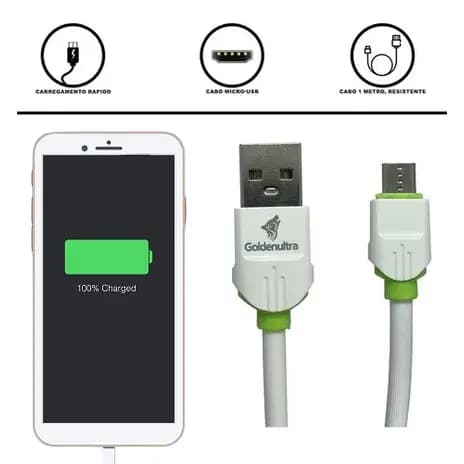 Cabo V8 Micro Usb Turbo 2.0 Android alta qualidade Ultra resistente com carregamento e dados super rápido