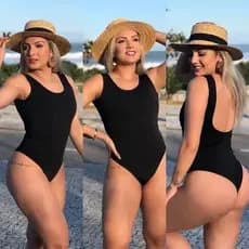 Body Maiô Feminino Costas Nua Alça Larga Moda Praia Suplex Liso - Envio em 24h
