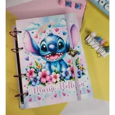FICHÁRIO A5 (15X21) OU UNIVERSITÁRIO (18X26) STITCH, CADERNO ARGOLADO PERSONAGENS