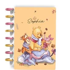 CADERNO DE DISCOS INTELIGENTE GRANDE URSINHO POOH PAPELARIA A4, A5 COLEGIAL UNIVERSITÁRIO PERSONALIZADO ESCOLAR NOME