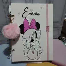 CADERNO FICHÁRIO ARGOLADO  PERSONALIZADO  A5 (15X21) E  UNIVERSITÁRIO (18X26) MINEI MICKEY DISNEY