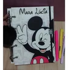 CADERNO FICHÁRIO ARGOLADO PERSONALIZADO MICKEY MINEI DISNEY A5 E UNIVERSITÁRIO18X26 PAPELARIA AGENDA