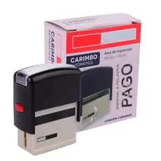 Carimbo Automático Pago Auto-entintado Recarregável Preto 38mm x 14mm