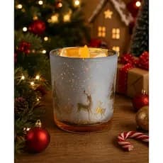 CASTIÇAL DE VIDRO NATALINO PORTA VELAS - HH2586