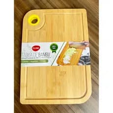 TÁBUA DE COZINHA PARA ALIMENTOS EM BAMBU COM ALÇA DE SILICONE CK1261