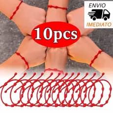 Kit 10 pulseiras de proteção e sorte 7 nós vermelha Kabbalah