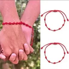 Kit 2 pulseiras de proteção e sorte 7 nós vermelha Kabbalah