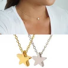 Colar estrela ouro prata corte a laser com gargantilha corrente choker