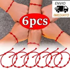 Kit 6 pulseiras de proteção e sorte 7 nós vermelha Kabbalah