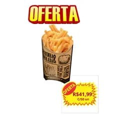 Embalagem Para Batata Frita Delivery Frases Kraft 50 Unidade FestColor