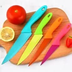 Faca Colorida Jogo Kit C/4 Aço Inox Home & More